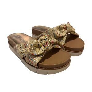 Sam & Libby Astrid Platform Sandals - Natural Multicolor Raffia Bow - Size 6